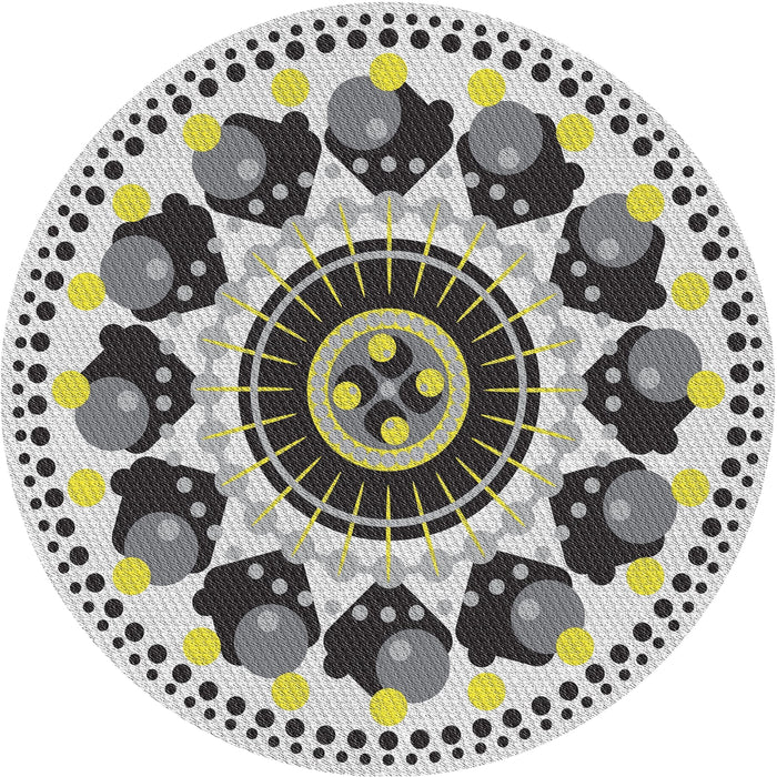 Round Patterned Gray Novelty Rug, pat1919
