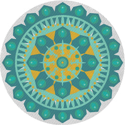 Round Patterned Sea Green Novelty Rug, pat1920