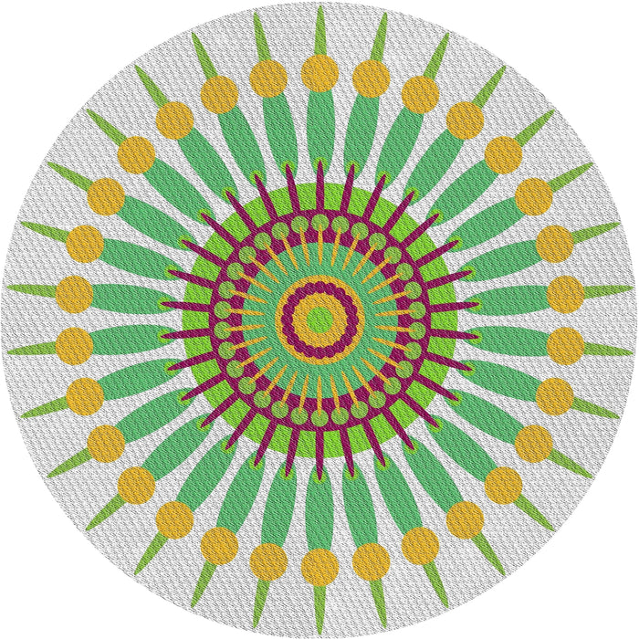 Round Machine Washable Transitional Khaki Green Rug, wshpat1921