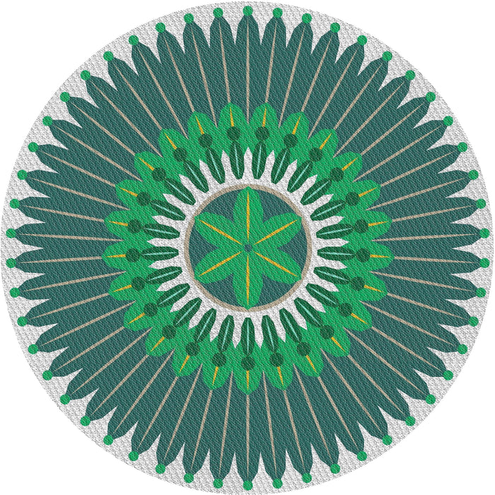 Round Patterned Cyan Opaque Blue Novelty Rug, pat1923