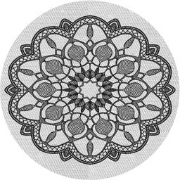 Round Machine Washable Transitional Carbon Gray Rug, wshpat1926