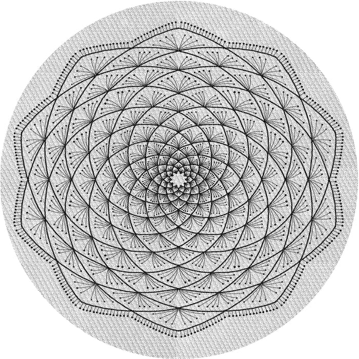 Round Patterned Off-White Novelty Rug, pat1927