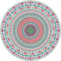 Round Patterned Pale Blue Novelty Rug, pat1930