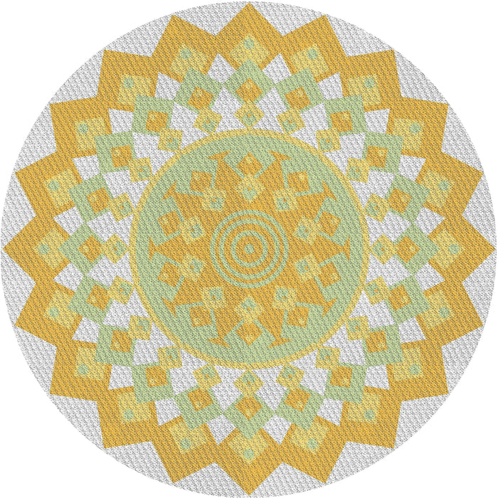 Round Patterned Copper Green Novelty Rug, pat1931