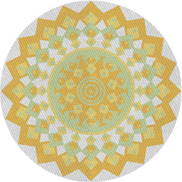 Round Machine Washable Transitional Brass Green Rug, wshpat1931