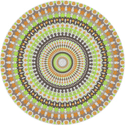 Round Machine Washable Transitional Dark Almond Brown Rug, wshpat1935