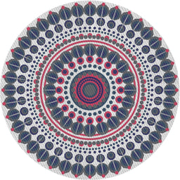Round Machine Washable Transitional Purple Haze Purple Rug, wshpat1936