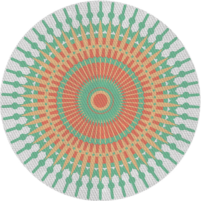 Round Patterned Dark Almond Brown Novelty Rug, pat1937