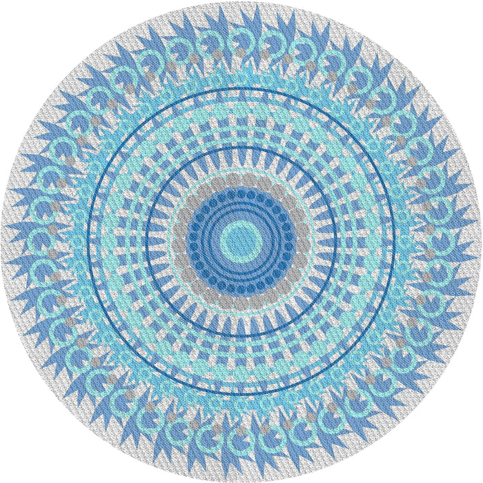 Round Patterned Blue Novelty Rug, pat1938