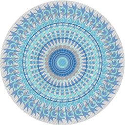 Round Machine Washable Transitional Blue Rug, wshpat1938