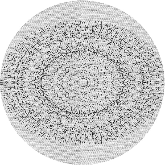 Round Patterned Off-White Novelty Rug, pat1939