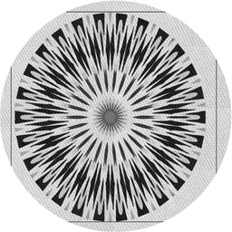 Round Patterned Carbon Gray Novelty Rug, pat1943