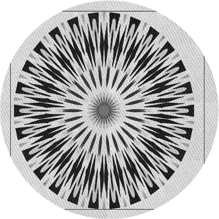 Round Machine Washable Transitional Carbon Gray Rug, wshpat1943