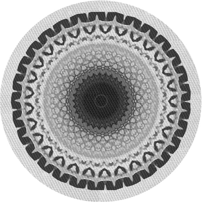 Round Machine Washable Transitional Carbon Gray Rug, wshpat1944