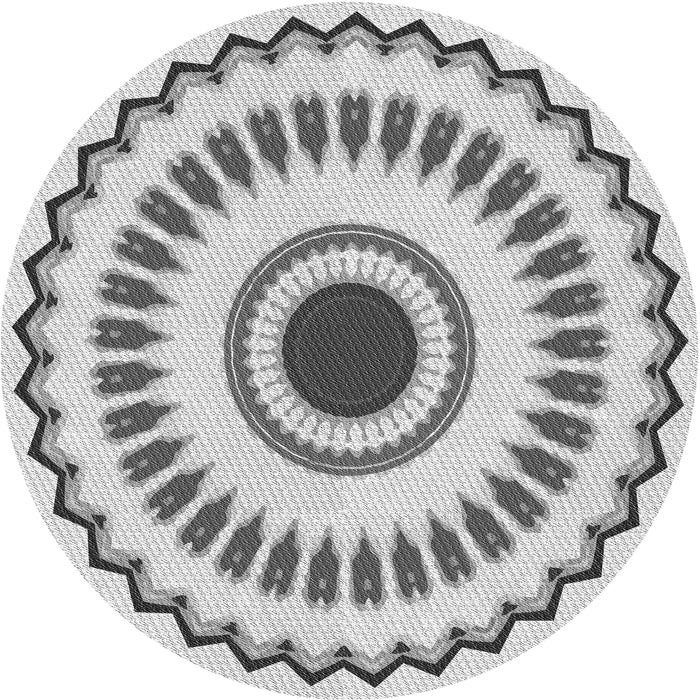 Round Machine Washable Transitional Platinum Gray Rug, wshpat1947