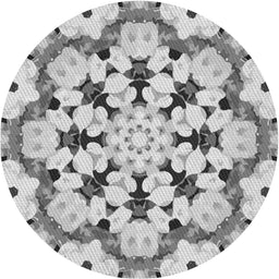 Round Machine Washable Transitional Platinum Gray Rug, wshpat1948