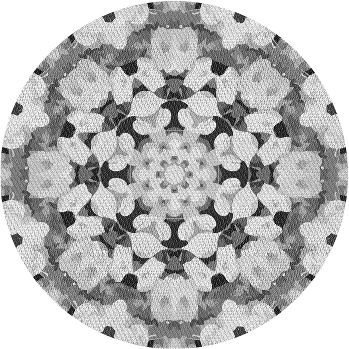 Round Machine Washable Transitional Platinum Gray Rug, wshpat1948