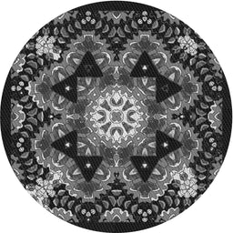 Round Patterned Mid Gray Novelty Rug, pat1949