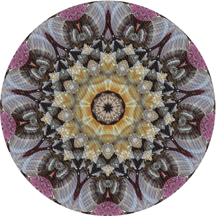 Round Patterned Burgundy Brown Novelty Rug, pat194