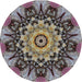 Round Patterned Burgundy Brown Novelty Rug, pat194