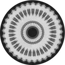 Round Machine Washable Transitional Charcoal Black Rug, wshpat1950