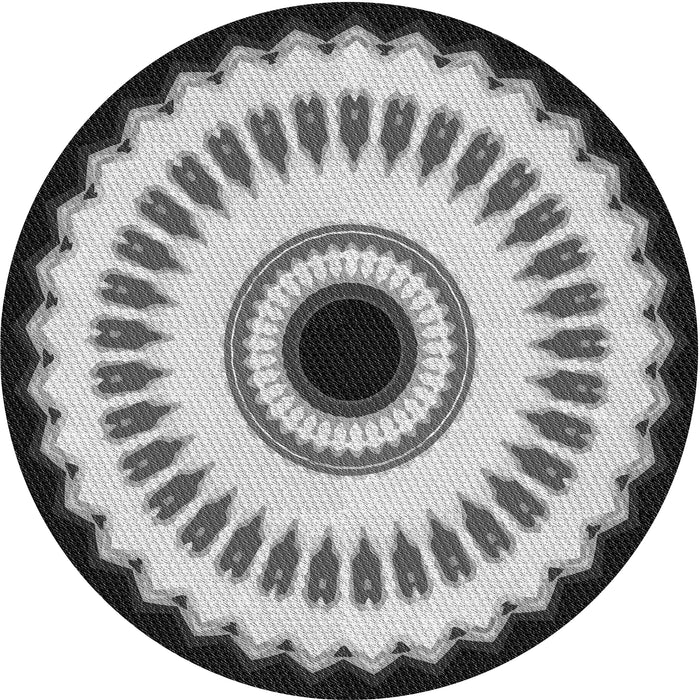 Round Machine Washable Transitional Charcoal Black Rug, wshpat1950