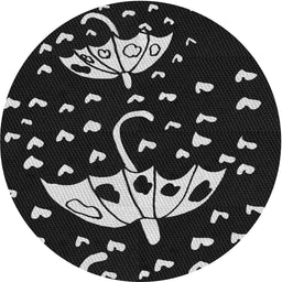 Round Machine Washable Transitional Black Rug, wshpat1951