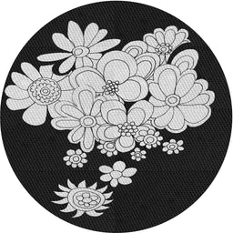 Round Machine Washable Transitional Dark Gray Rug, wshpat1952