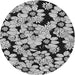 Round Patterned Charcoal Black Novelty Rug, pat1953