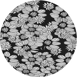 Round Machine Washable Transitional Charcoal Black Rug, wshpat1953
