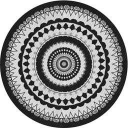 Round Patterned Black Novelty Rug, pat1957