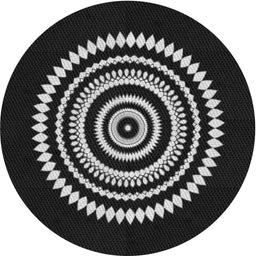 Round Machine Washable Transitional Black Rug, wshpat1958