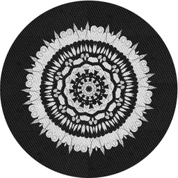 Round Patterned Black Novelty Rug, pat1959