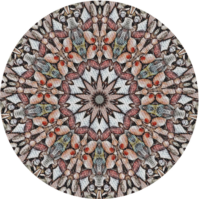 Round Patterned Dark Brown Novelty Rug, pat195