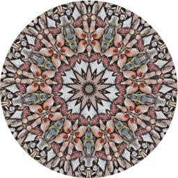 Round Machine Washable Transitional Dark Brown Rug, wshpat195
