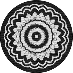 Round Patterned Dark Gray Novelty Rug, pat1960