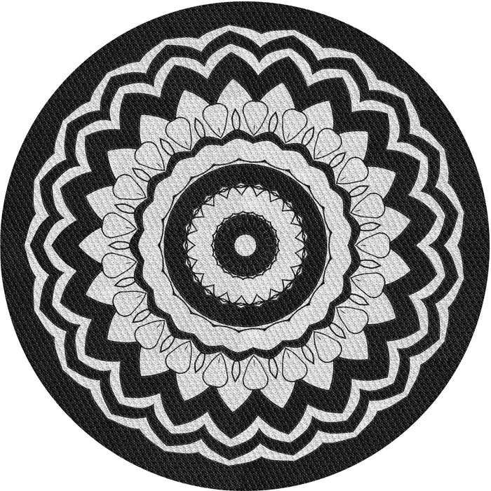 Round Machine Washable Transitional Dark Gray Rug, wshpat1960