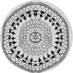 Round Patterned Gray Novelty Rug, pat1962