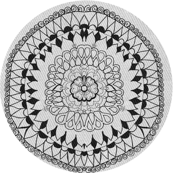 Round Patterned Gray Novelty Rug, pat1962