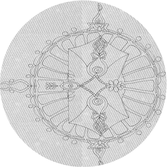 Round Patterned Dark Gray Novelty Rug, pat1964