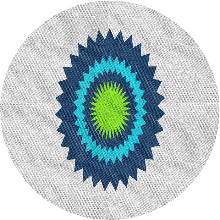 Round Patterned Slate Blue Grey Novelty Rug, pat1968