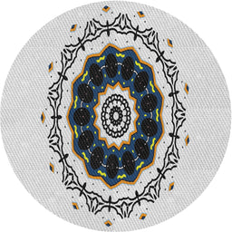 Round Patterned Gray Novelty Rug, pat1969