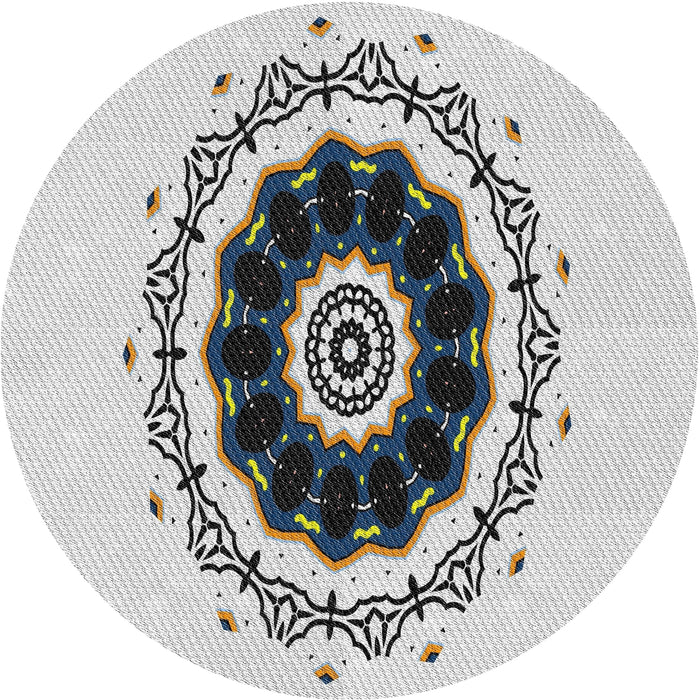 Round Patterned Gray Novelty Rug, pat1969