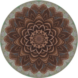 Round Machine Washable Transitional Night Red Rug, wshpat196