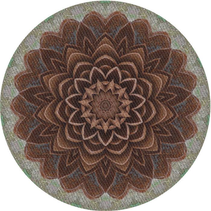 Round Machine Washable Transitional Night Red Rug, wshpat196