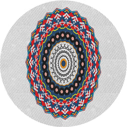 Round Patterned Platinum Gray Novelty Rug, pat1970