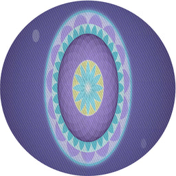 Round Patterned Denim Blue Novelty Rug, pat1972