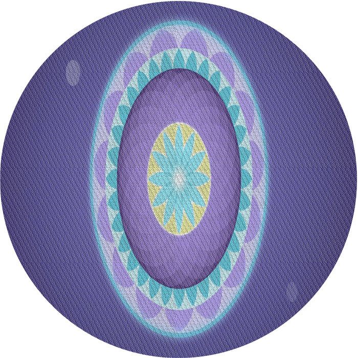 Round Patterned Denim Blue Novelty Rug, pat1972