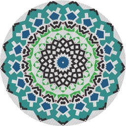 Round Patterned Green Novelty Rug, pat1973