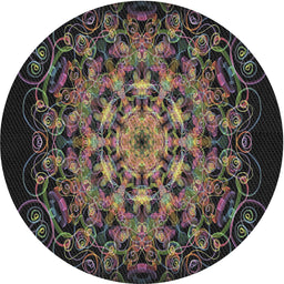 Round Machine Washable Transitional Army Brown Rug, wshpat1974